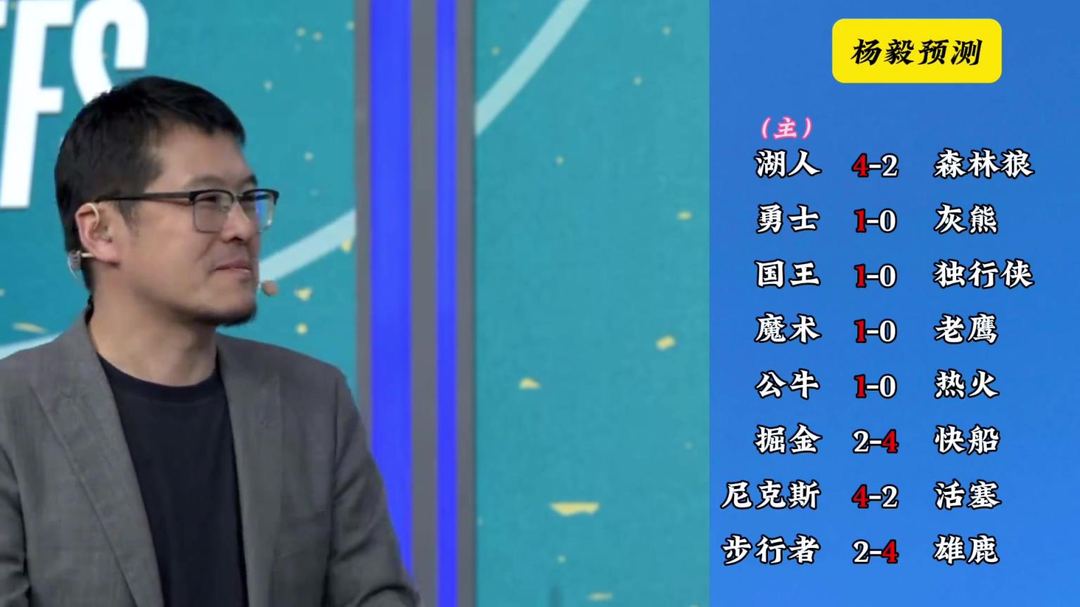 明燈來(lái)了！看看楊毅的季后賽預(yù)測(cè)：湖人4-2狼 快船4-2掘金
